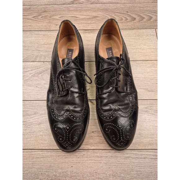 Bally Switzerland Mens Black Leather Wingtip Goodyear Oxford Dress Shoes 10 E main image 7
